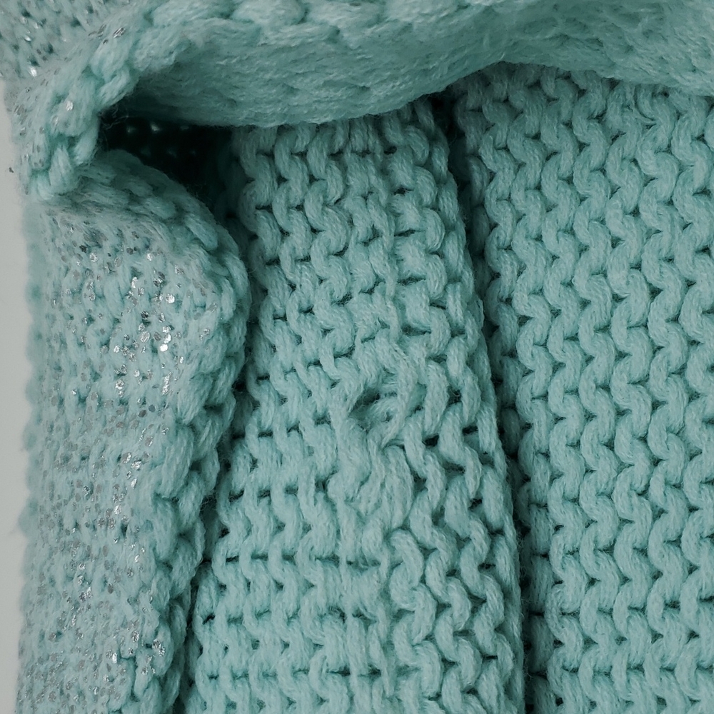 Francescas Foam Green Silver Sparkle Infinity Knit Scarf - Picture 8 of 8